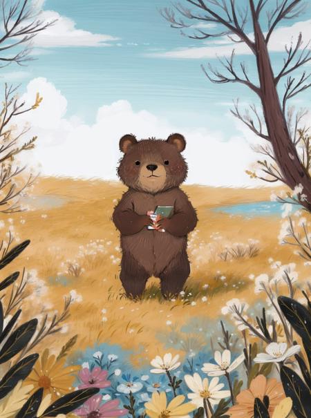 03865-949852140-best quality,masterpiece,ultra high res,childpaiting,solo,crayon drawing,in a meadow,in spring,little bear,.png